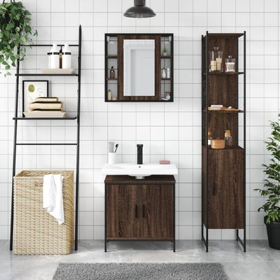 vidaXL Set de muebles de baño 3 pzas madera contrachapada roble marrón