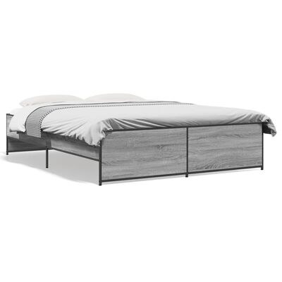 vidaXL Estructura cama madera ingeniería metal gris Sonoma 150x200 cm