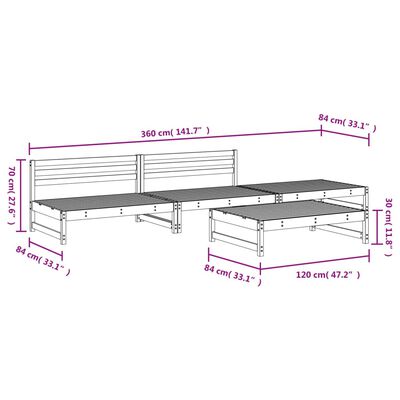 vidaXL Juego de muebles de jardín 4 pzas madera maciza abeto Douglas