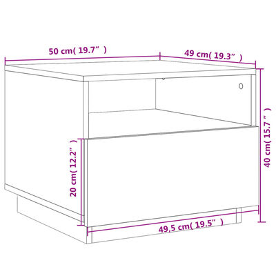 vidaXL Mesa de centro con luces LED negro 50x49x40 cm