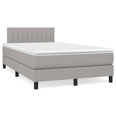 vidaXL Cama box spring con colchón tela gris claro 120x200 cm