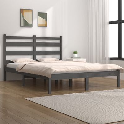 vidaXL Estructura de cama de madera maciza de pino gris 200x200 cm