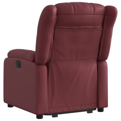 vidaXL Sillón elevable eléctrico cuero artificial rojo tinto