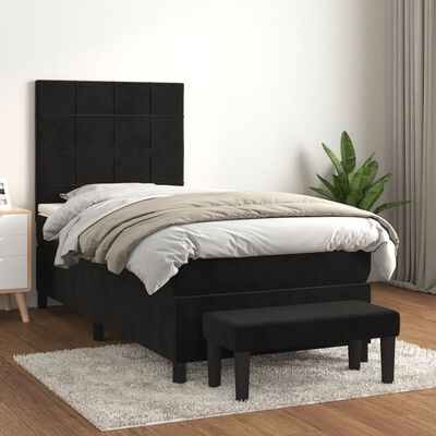 vidaXL Cama box spring con colchón cuero sintético negro 90x190 cm