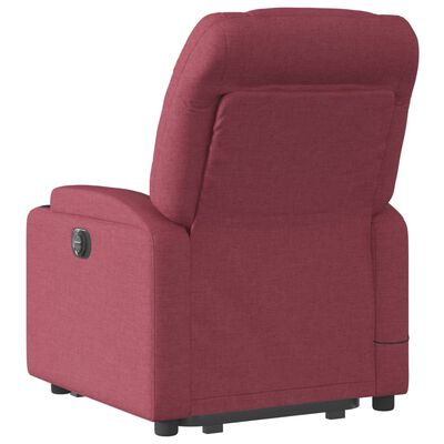 vidaXL Sillón reclinable de masaje elevable tela rojo tinto