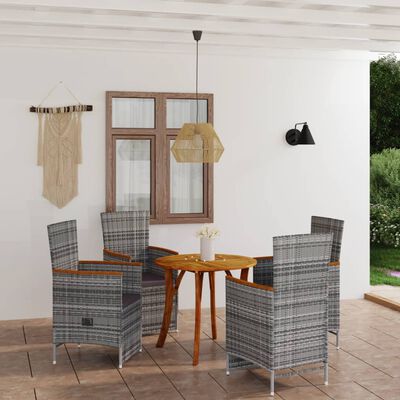 vidaXL Juego de comedor para jardín de 5 piezas gris