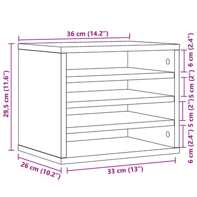 vidaXL Organizador escritorio madera ingeniería gris 36x26x29,5 cm