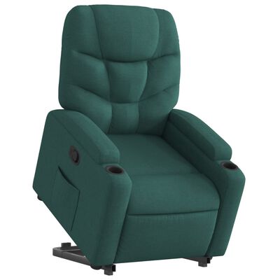 vidaXL Sillón reclinable elevable tela verde oscuro