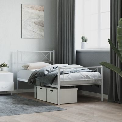 vidaXL Estructura cama sin colchón con estribo metal blanco 100x200 cm