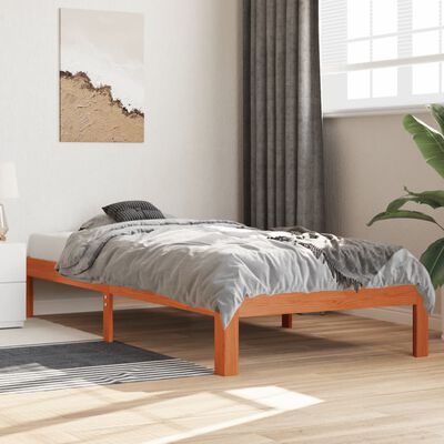 vidaXL Cama sin colchón madera maciza de pino marrón cera 100x200 cm