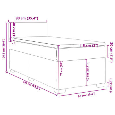 vidaXL Cama box spring con colchón terciopelo azul oscuro 90x190 cm