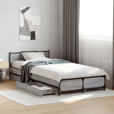 vidaXL Cama con cajones madera ingeniería gris Sonoma 100x200 cm