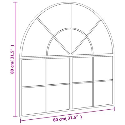 vidaXL Espejo de pared arco de hierro negro 80x80 cm