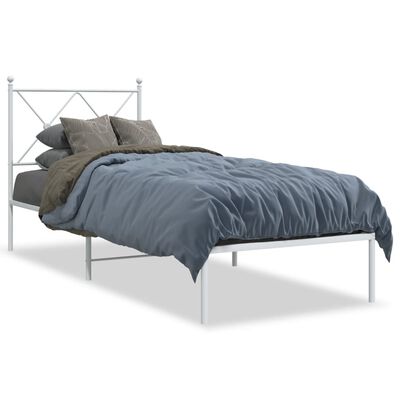 vidaXL Estructura cama sin colchón con cabecero metal blanco 75x190 cm