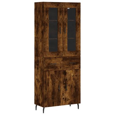 vidaXL Aparador alto madera contrachapada roble ahumado 69,5x34x180 cm