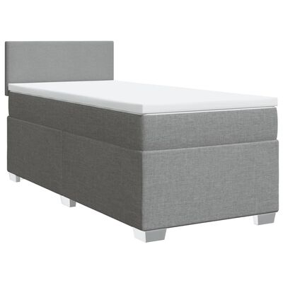 vidaXL Cama box spring con colchón tela gris claro 100x200 cm