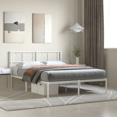 vidaXL Estructura cama sin colchón con cabecero metal blanco 135x190cm