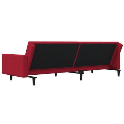 vidaXL Sofá cama de 2 plazas con dos almohadas terciopelo rojo tinto
