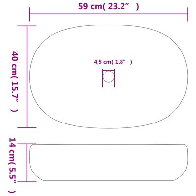 vidaXL Lavabo sobre encimera ovalado cerámica turquesa 59x40x14 cm