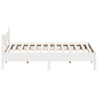 vidaXL Estructura cama cabecero madera maciza pino blanco 180x200 cm