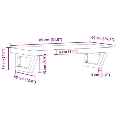 vidaXL Estante de lavabo de pared de acero y madera maciza de haya