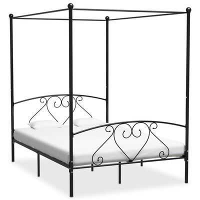 vidaXL Estructura cama con dosel sin colchón metal negro 140x200 cm