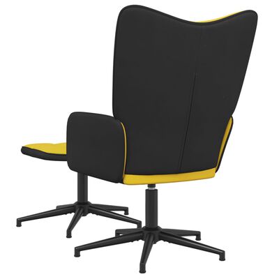 vidaXL Sillón de relax con reposapiés terciopelo PVC amarillo mostaza