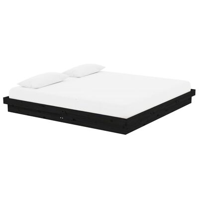 vidaXL Estructura de cama de madera maciza negro 200x200 cm