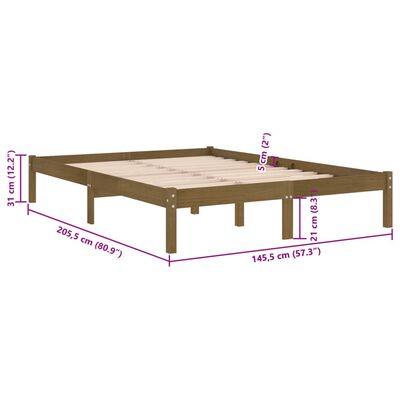 vidaXL Estructura de cama madera maciza de pino marrón miel 140x200 cm