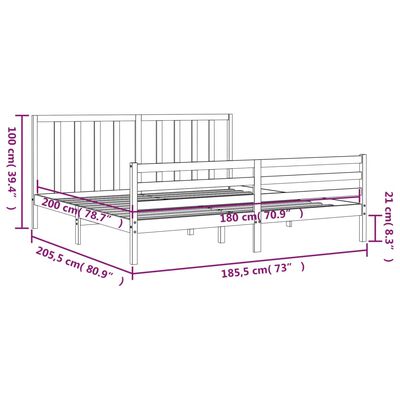 vidaXL Estructura de cama de matrimonio con cabecero madera maciza