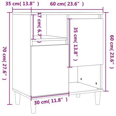 vidaXL Aparador de madera contrachapada gris Sonoma 60x35x70 cm