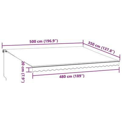 vidaXL Toldo retráctil manual marrón 500x350 cm