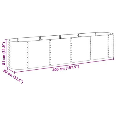 vidaXL Arriate de acero galvanizado gris 400x80x81 cm