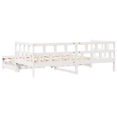 vidaXL Sofá cama nido con cajones madera maciza pino blanca 90x190 cm