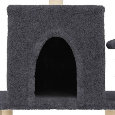 vidaXL Rascador para gatos con postes de sisal gris oscuro 122 cm