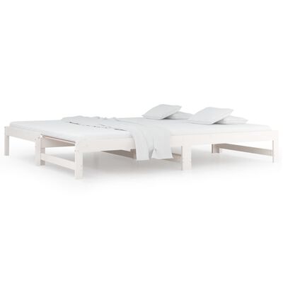 vidaXL Sofá cama extraíble madera maciza de pino blanco 2x(90x200) cm