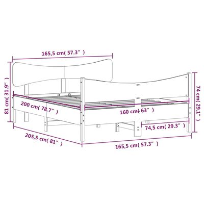 vidaXL Estructura de cama sin colchón madera maciza de pino 160x200 cm