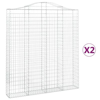 vidaXL Cestas de gaviones 2 uds forma de arco hierro 200x30x220/240 cm