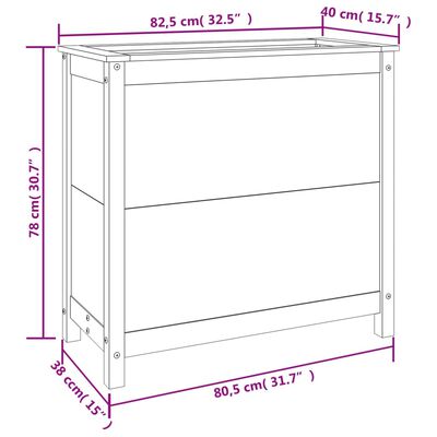 vidaXL Jardinera madera maciza de pino 82,5x40x78 cm