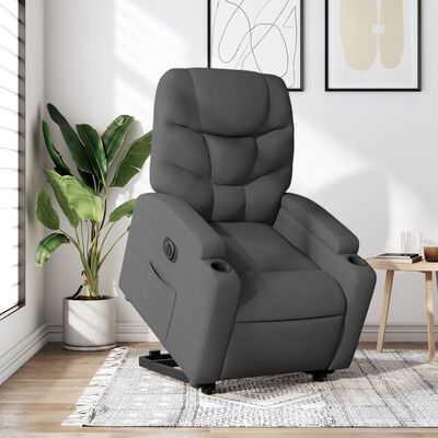 vidaXL Sillón eléctrico reclinable elevable de tela gris oscuro