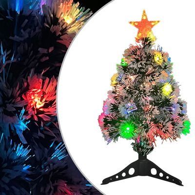 vidaXL Árbol de Navidad artificial LED fibra óptica blanco azul 64 cm |  