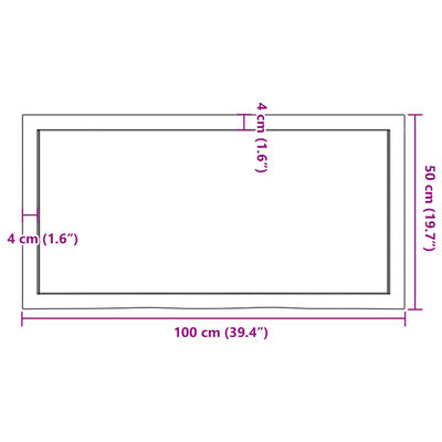 vidaXL Tablero mesa madera roble tratada marrón oscuro 100x50x(2-4) cm