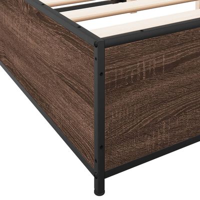 vidaXL Estructura cama madera ingeniería metal marrón roble 140x200 cm