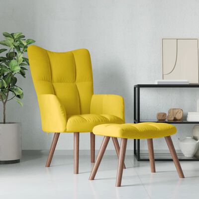 vidaXL Sillón de relax con taburete terciopelo amarillo mostaza