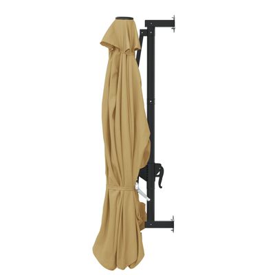 vidaXL Sombrilla de pared con barra de metal taupe 300 cm