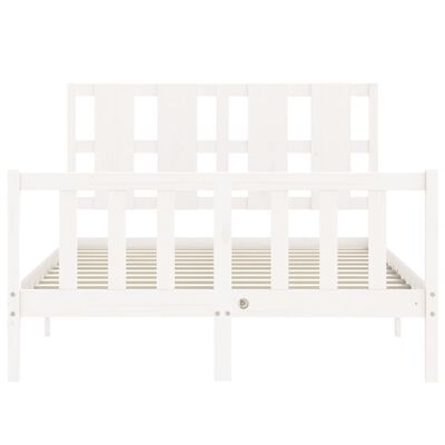 vidaXL Estructura de cama con cabecero madera maciza blanco 140x190 cm