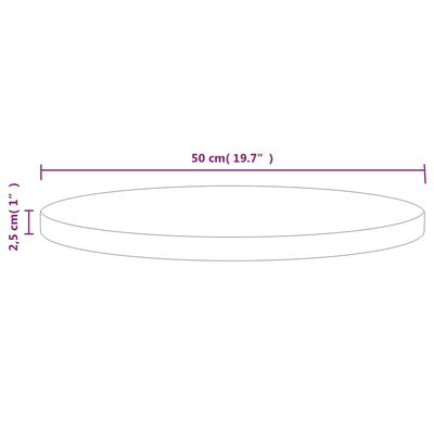 vidaXL Superficie de mesa madera maciza de pino Ø50x2,5 cm