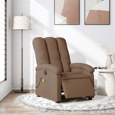 vidaXL Sillón reclinable de masaje eléctrico tela marrón