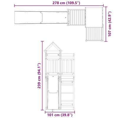 vidaXL Parque infantil de exterior de madera maciza de pino