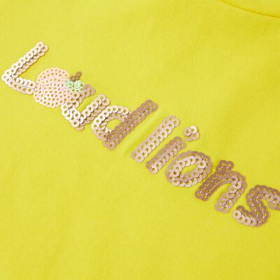 Camiseta infantil de manga casquillo amarillo chillón 128